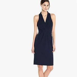 Betsey Johnson scuba crepe halter dress 10 navy